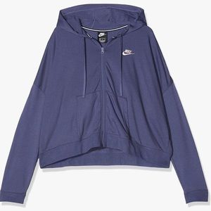 nike sportswear full zip jersey cropped hoodie